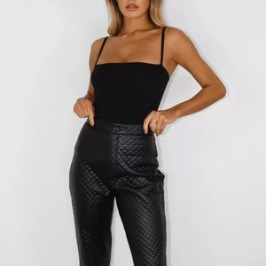 Misguided faux leather quilted slim leg trouser